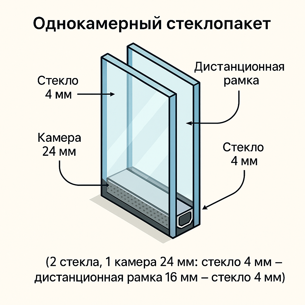 однокамерный стеклопакет